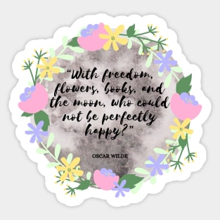 Freedom, flowers, books and the moon Sticker